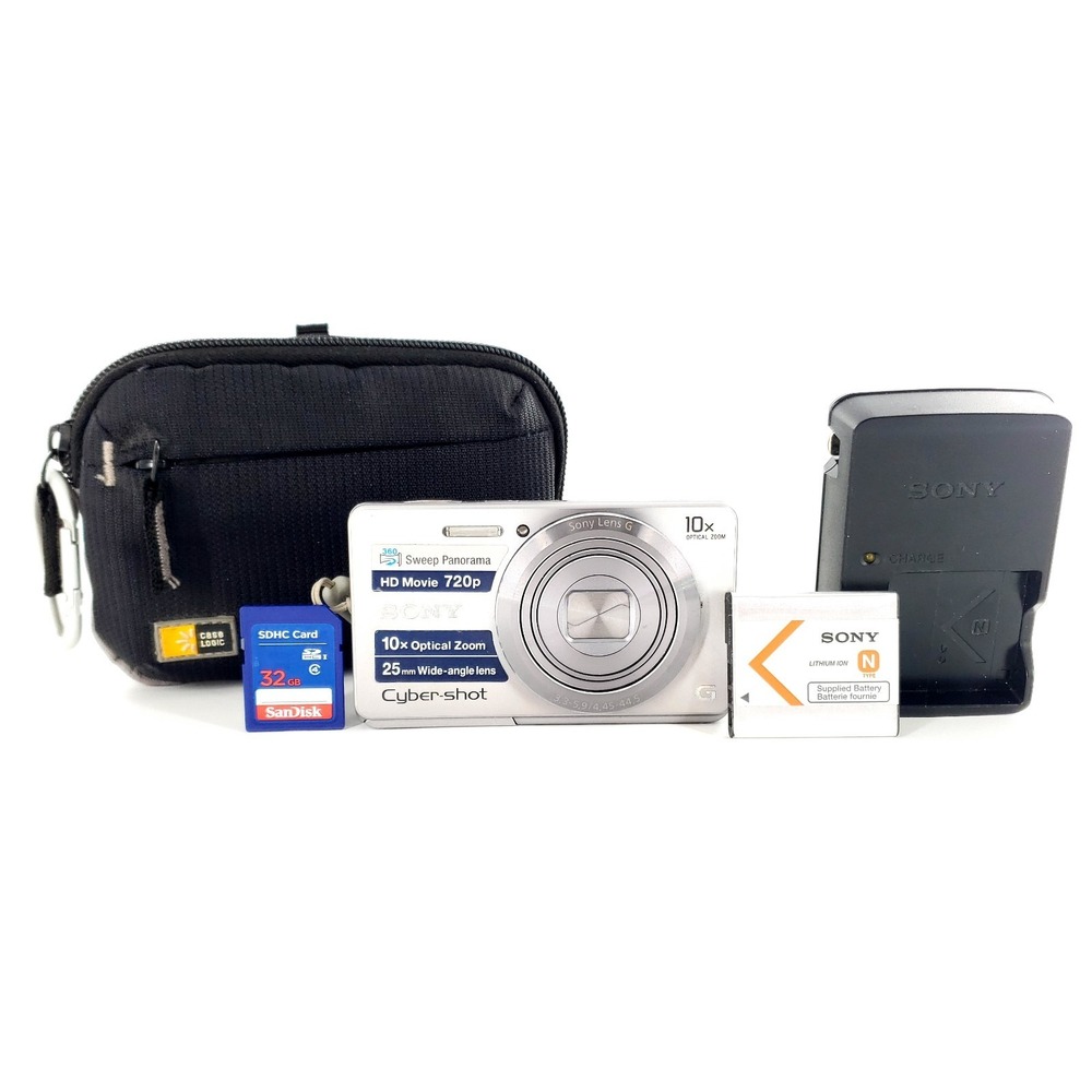 Sony Cyber-shot DSC-W690 16.1MP Digital Camera Silver w/ Charger, Battery, Card